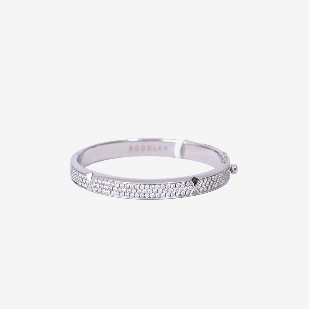 Boodles Pavé Diamond Bangle Bracelet in White Gold with Diamond front view