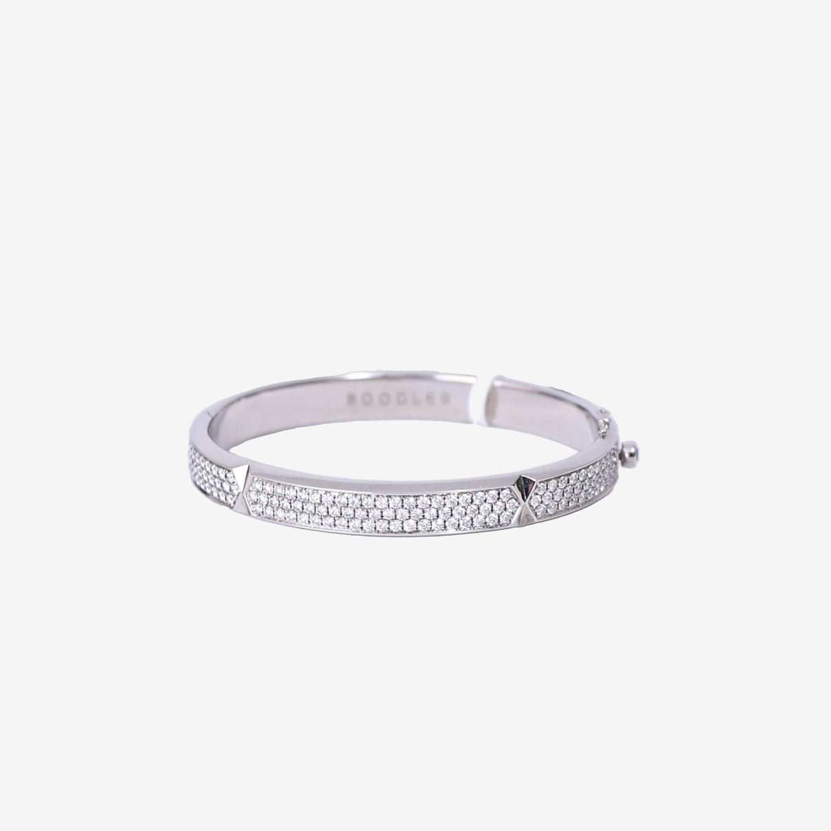 Boodles Pavé Diamond Bangle Bracelet in White Gold with Diamond front view