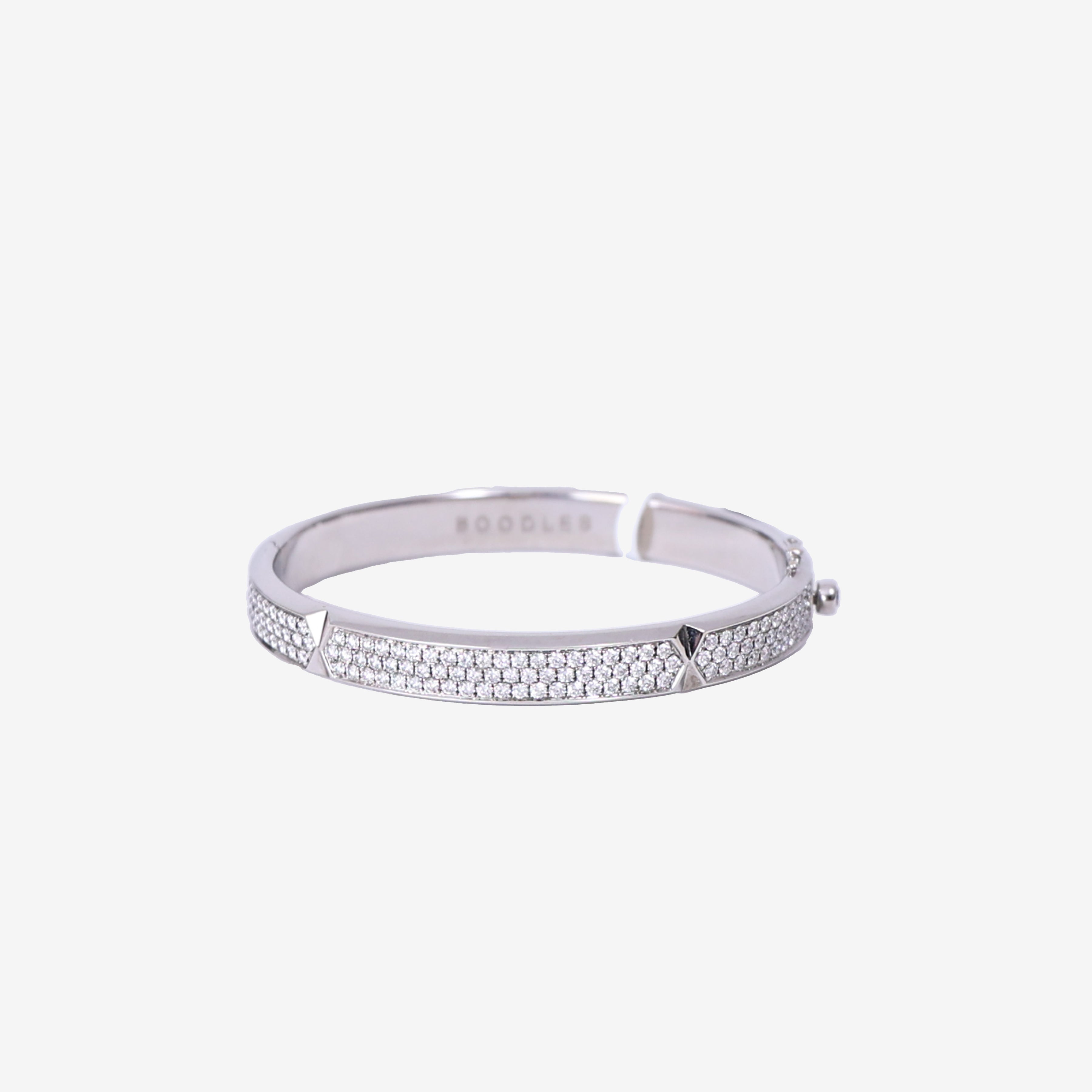 Boodles Pavé Diamond Bangle Bracelet in White Gold with Diamond front view