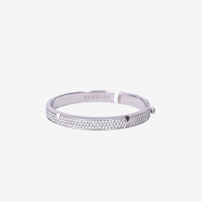 Boodles Pavé Diamond Bangle Bracelet in White Gold with Diamond front view