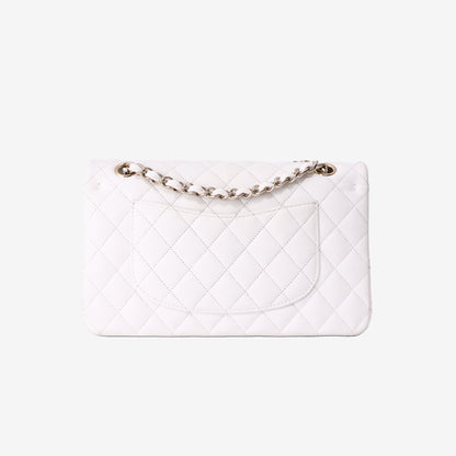 Chanel Medium Classic Double Flap Bag in White Caviar Leather with Gold Hardware
