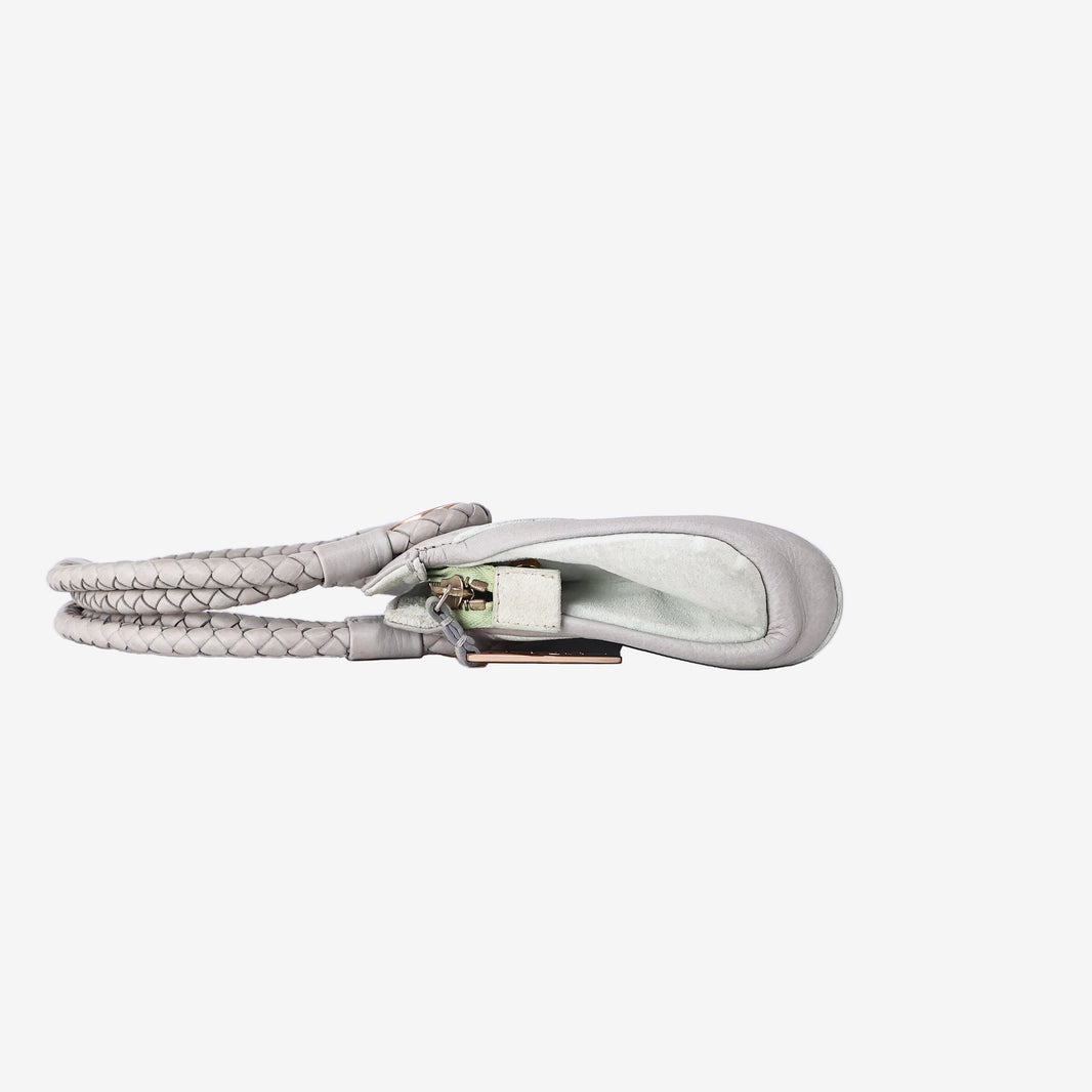 Fendi Gradient Pleated Woven Radio Bag in Grigio Multicolour Calfskin Leather with Gold Hardware