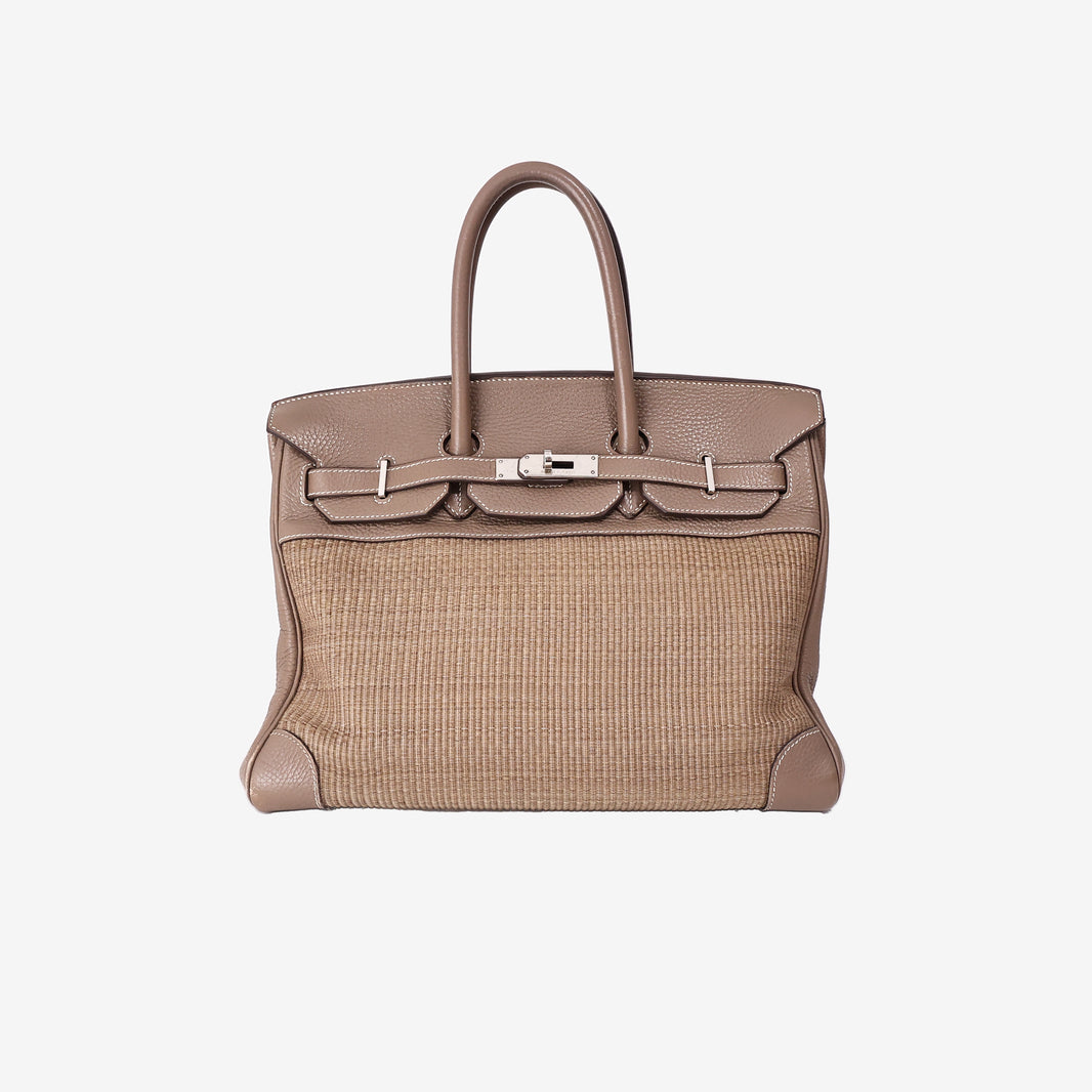 Hermès Birkin 35 in Étoupe Clemence and Horsehair with Palladium Hardware