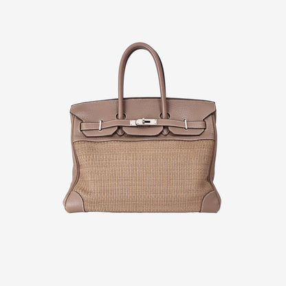 Hermès Birkin 35 in Étoupe Clemence and Horsehair with Palladium Hardware