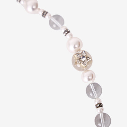 Chanel Resin Pearl Crystal Flora On Ice Long Necklace in Golden Pearly White