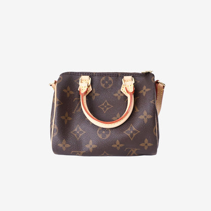 Louis Vuitton Nano Speedy in Brown Monogram Coated Canvas/Cowhide Leather with Gold Hardware