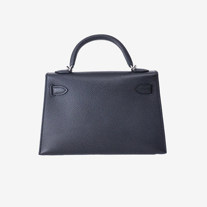Hermès Mini Kelly in Noir Epsom Leather with Palladium-Plated Hardware