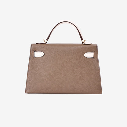 Hermès Mini Kelly 20 in Etoupe Chèvre Leather with Gold Hardware