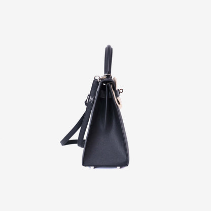 Hermès Kelly 28 in Noir Epsom Leather with Palladium Hardware side view