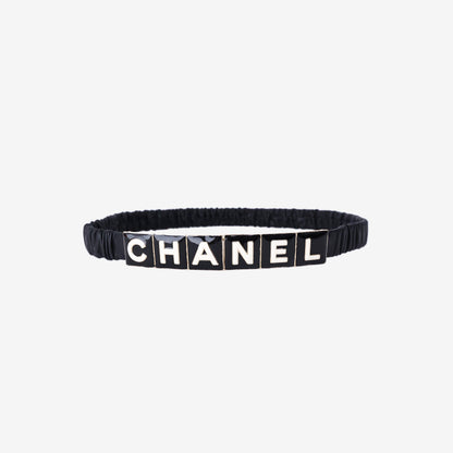 Chanel Ruched Leather Belt in Black/White Lambskin with Light Gold Hardware (Size 85)