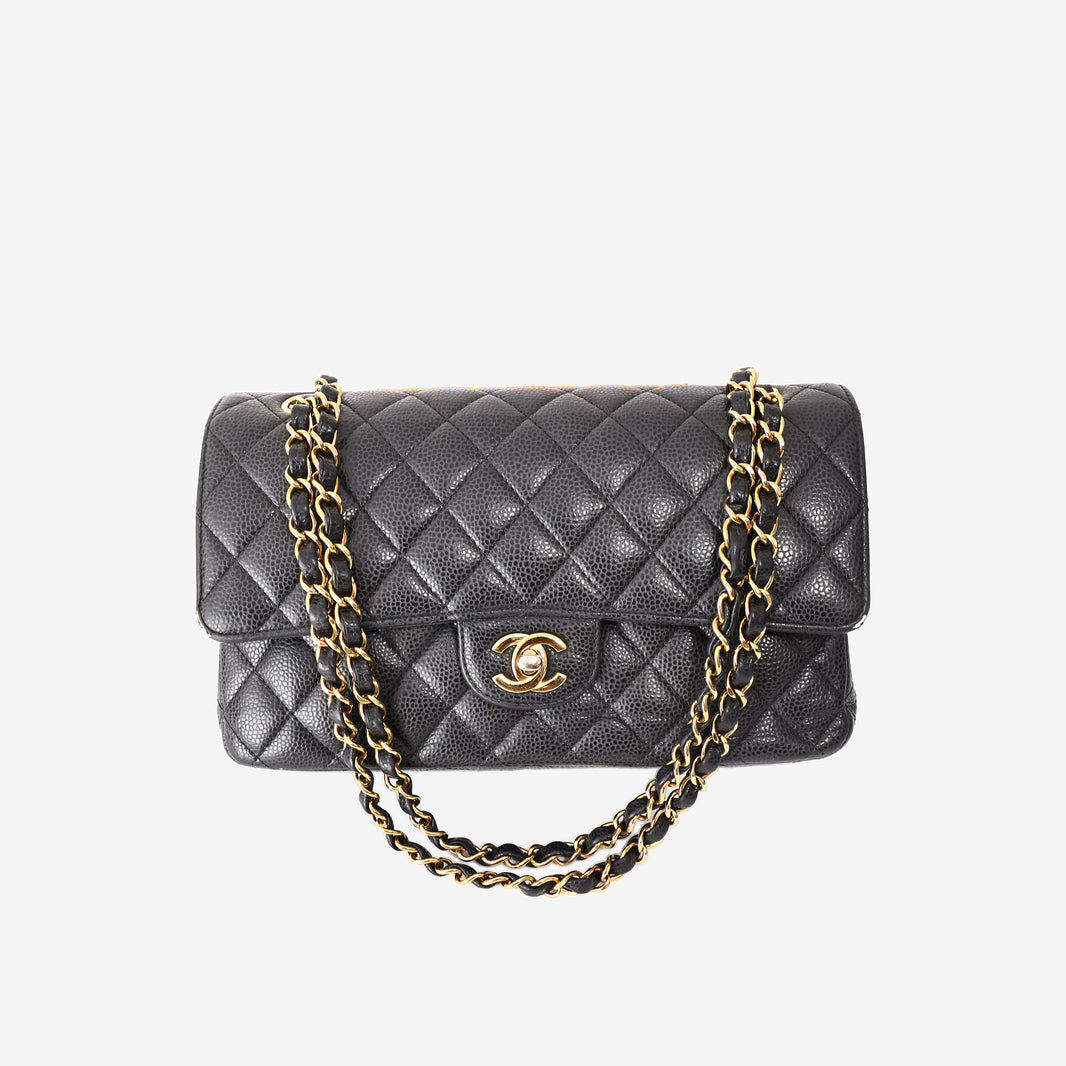 Chanel Classic Double Flap Medium in Black Caviar Leather with Gold Hardware