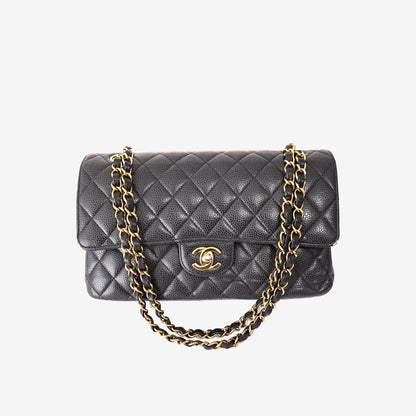Chanel Classic Double Flap Medium in Black Caviar Leather with Gold Hardware