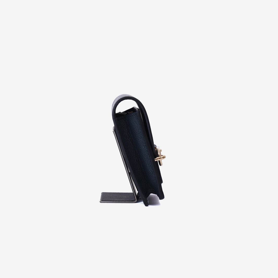 Hermès Roulis Wallet in Bleu Nuit Evercolor Leather with Gold Hardware side view