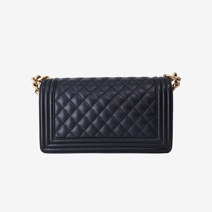 Chanel Boy Bag Medium in Black Calfskin Leather with Gold Hardware