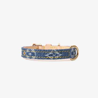 Louis Vuitton Denim Monogram Dog Collar in Blue with Gold Hardware