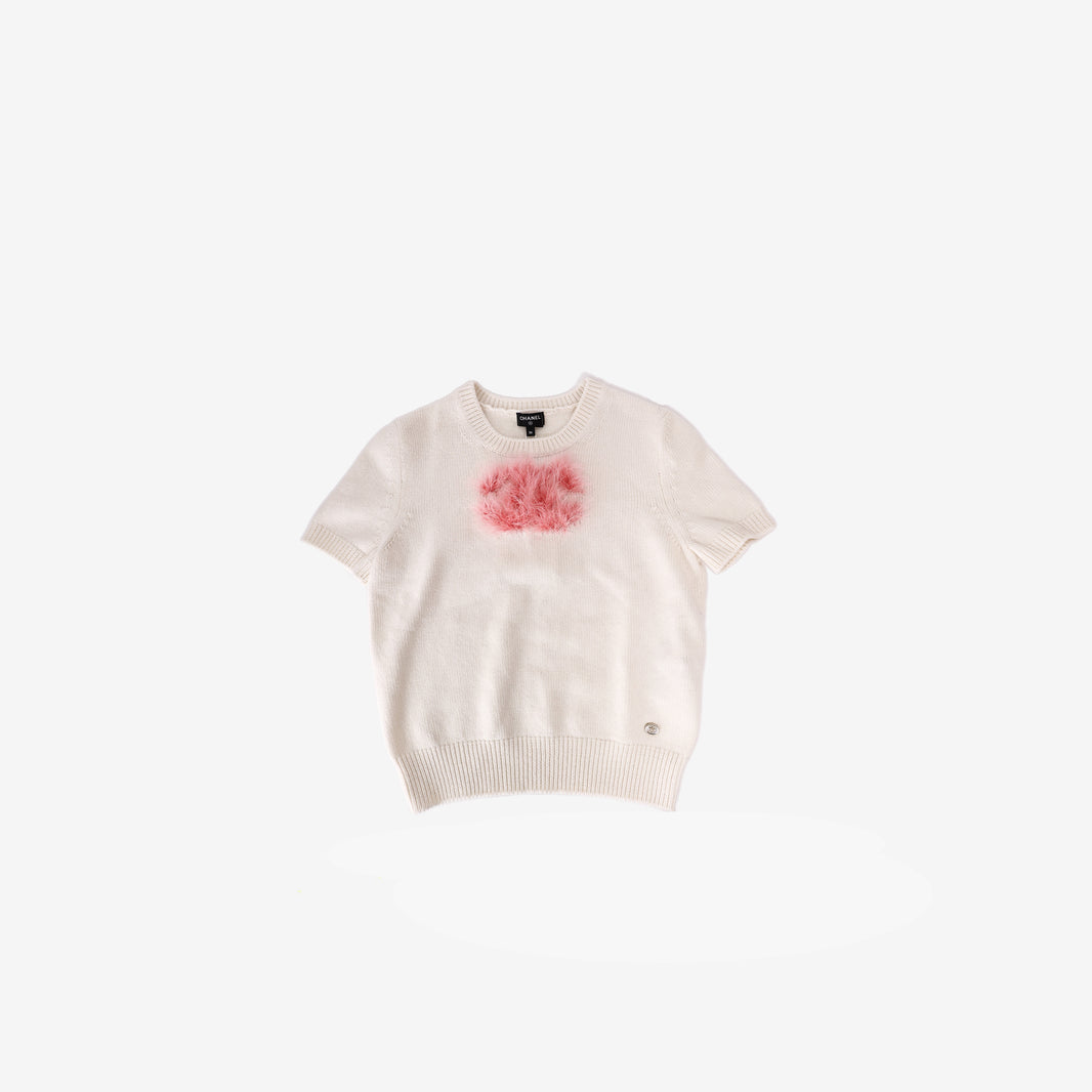 Chanel Cashmere Jumper in White and Pink (Size 36)