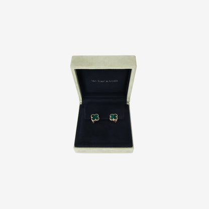 Van Cleef & Arpels Vintage Alhambra Earrings in 18K Yellow Gold with Malachite