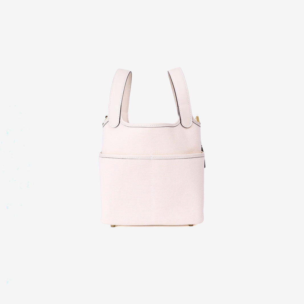 Hermès Picotin Cargo in Nata Swift Leather with Toile Canvas with Gold Hardware side view