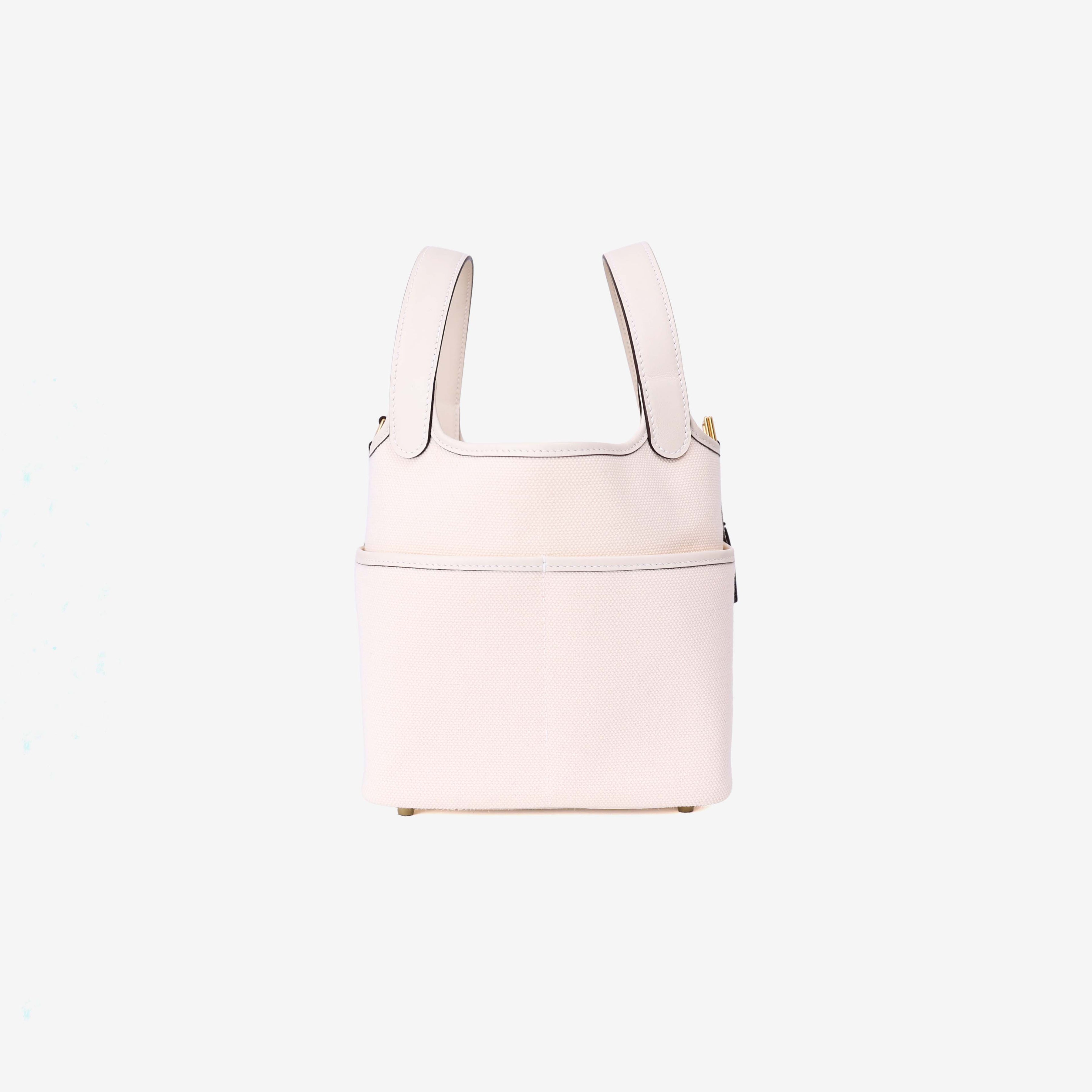 Hermès Picotin Cargo in Nata Swift Leather with Toile Canvas with Gold Hardware side view