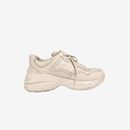 Gucci Rhyton Sneakers in Ivory Calf Leather (Size 37)