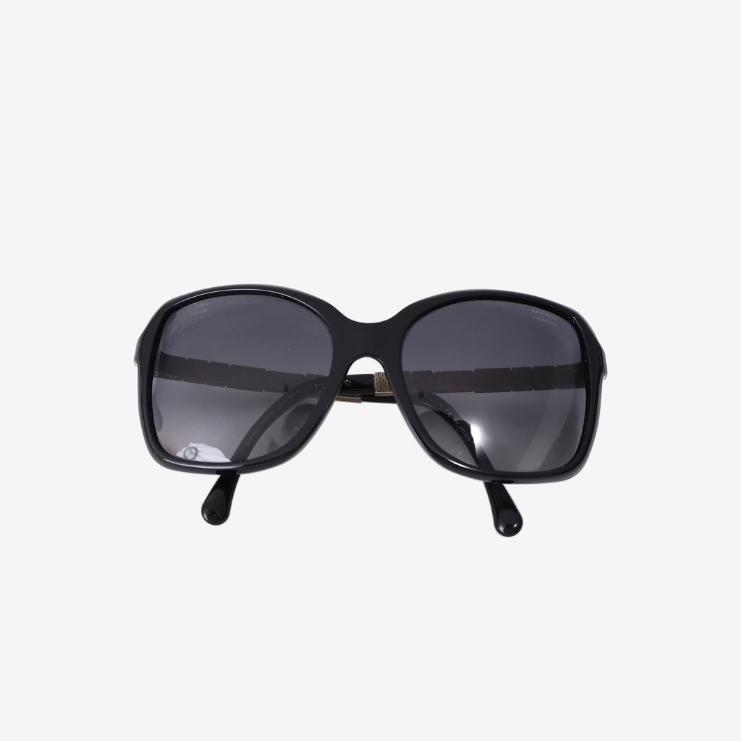 Chanel Bijou Square Sunglasses in Black/Grey Acetate with Faux Pearls
