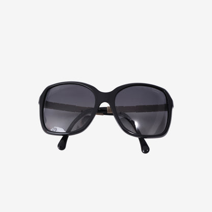 Chanel Bijou Square Sunglasses in Black/Grey Acetate with Faux Pearls