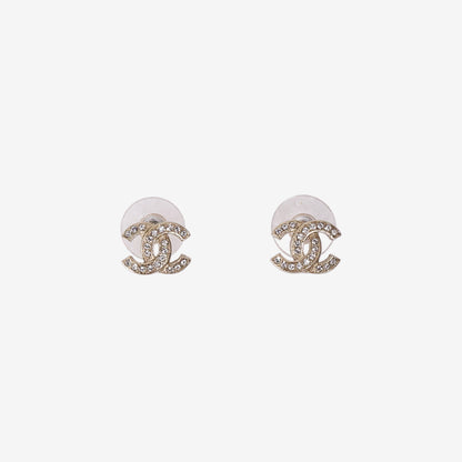 Chanel CC Earrings in Gold-Tone Metal with Crystals