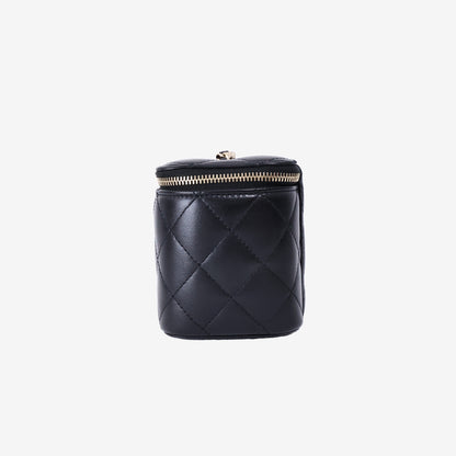 Chanel Vanity Case with Chain in Black Lambskin Leather with Gold Hardware
