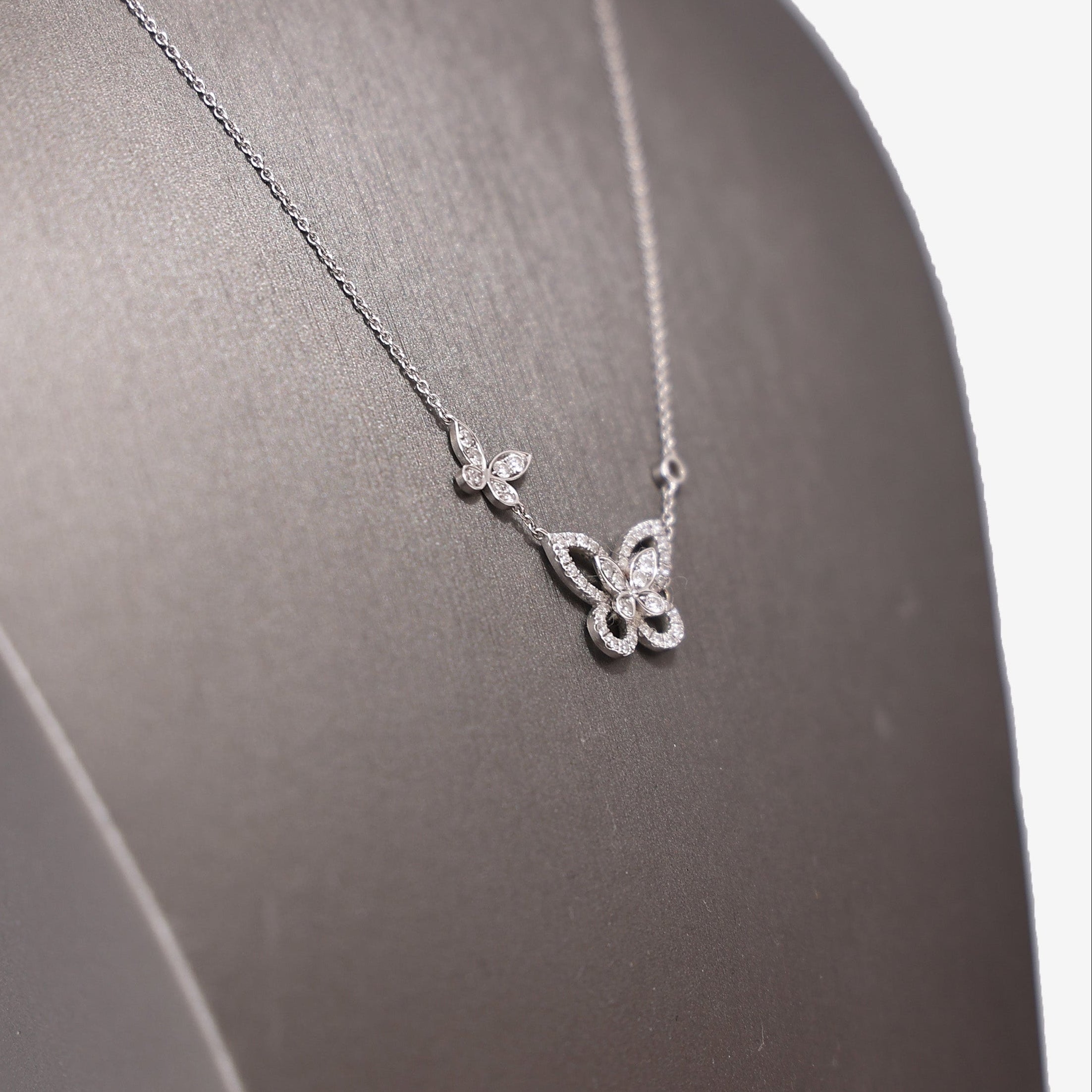 Graff Double Butterfly Silhouette Diamond Pendant in White Gold with Diamonds side view