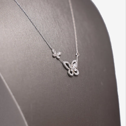 Graff Double Butterfly Silhouette Diamond Pendant in White Gold with Diamonds side view