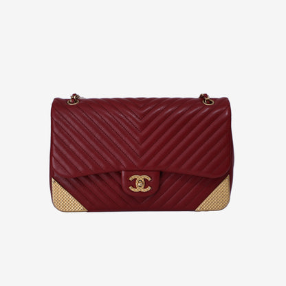 Chanel Rock the Corner Flap Bag in Red Quilted Calfskin Leather with Gold Hardware front view