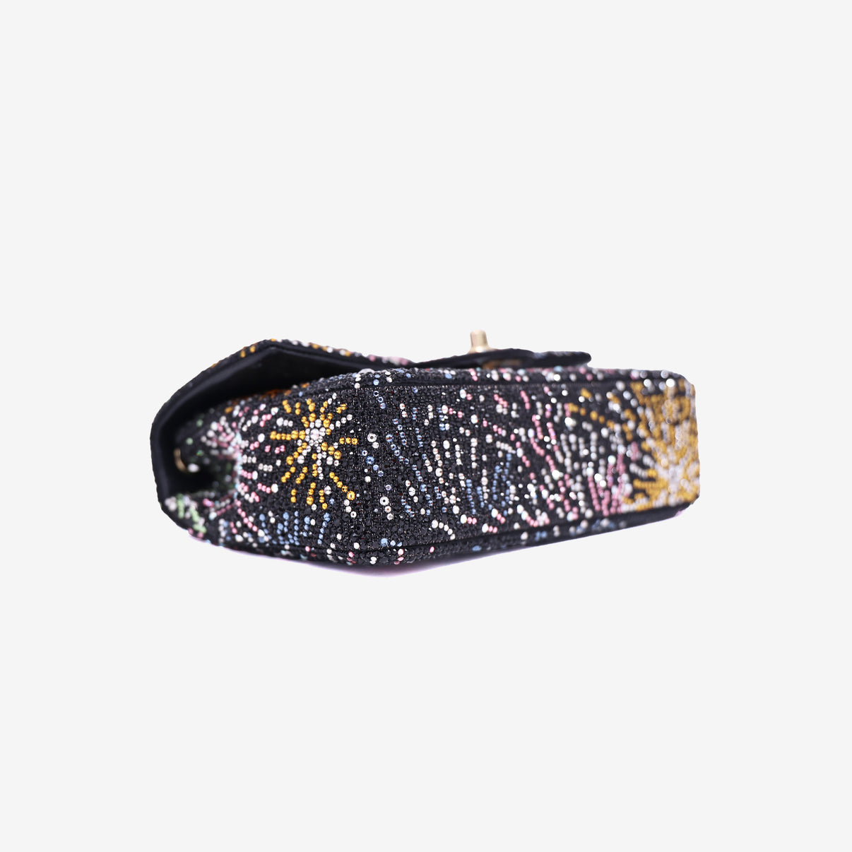 Chanel Coco Neige Evening Bag in Black/Multicolour Sequin Pearl Strass with Gold Hardware bottom side view