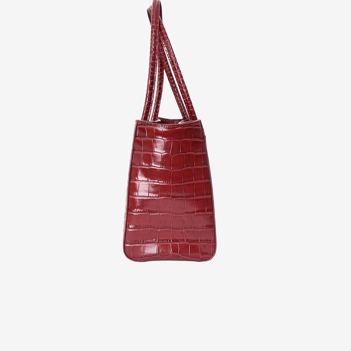 Chanel 26S Shopping Bag Small in Red Crocodile Leather with Gold Hardware side view