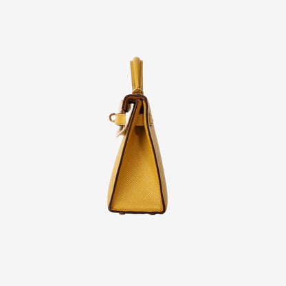 Hermès Mini Kelly 20 in Jaune Ambre Epsom Leather with Gold-Plated Hardware
