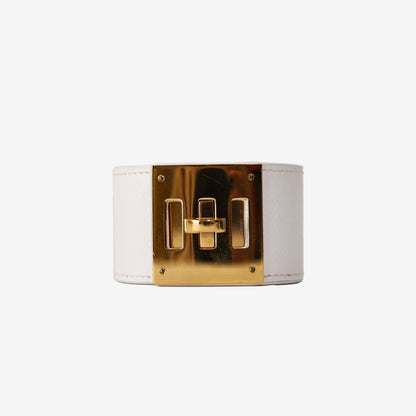 Hermès Kelly Dog Bracelet in White Epsom Leather with Gold-Plated Hardware