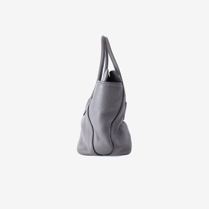 Prada Vitello Daino Leather Top Handle Tote Bag in Grafite Calfskin Leather with Shoulder Strap