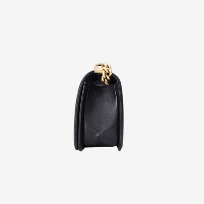 Chanel Medium Boy Bag in Black Caviar Leather with Gold Hardware