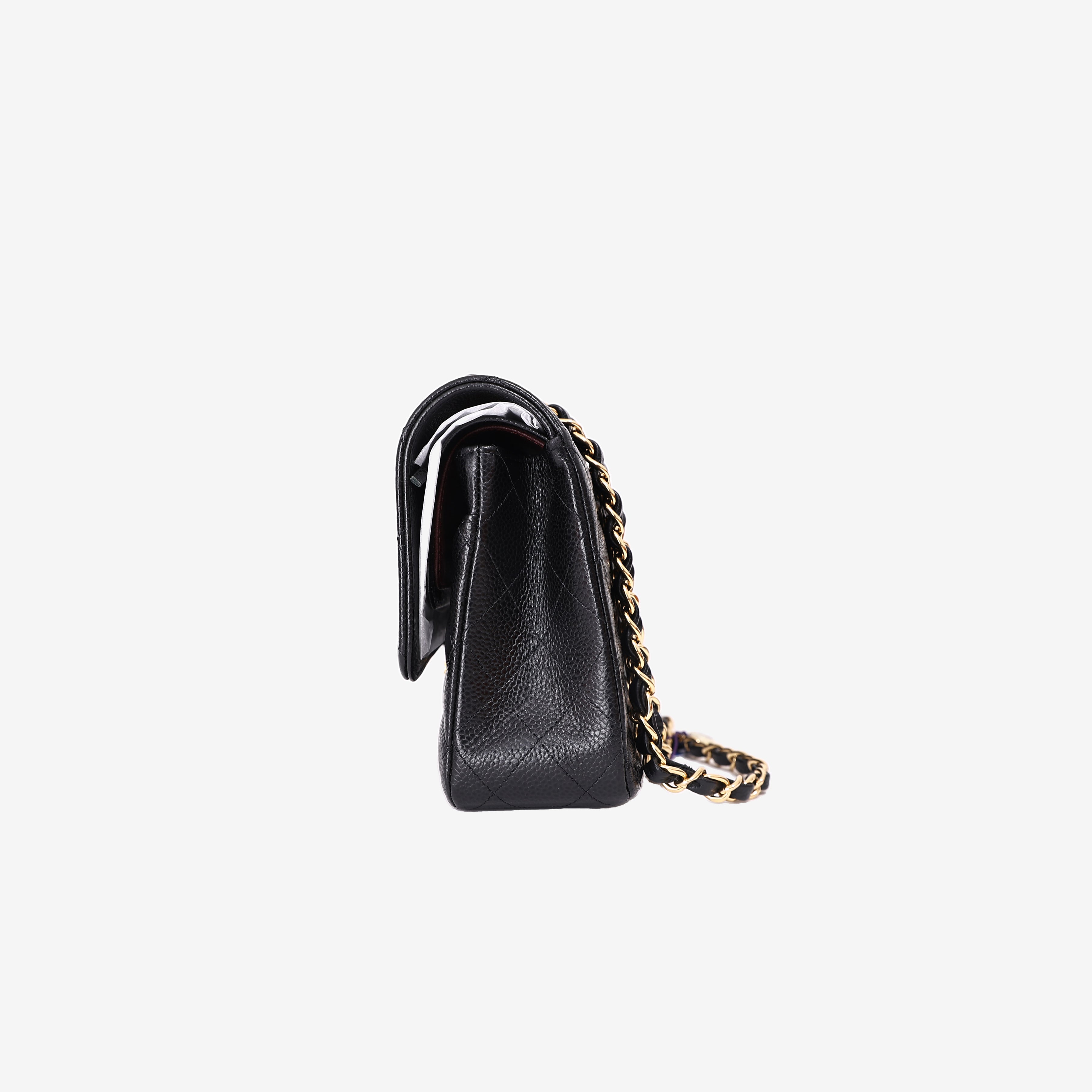 Chanel Classic Double Flap Small in Black Caviar Leather with Gold Hardware side view