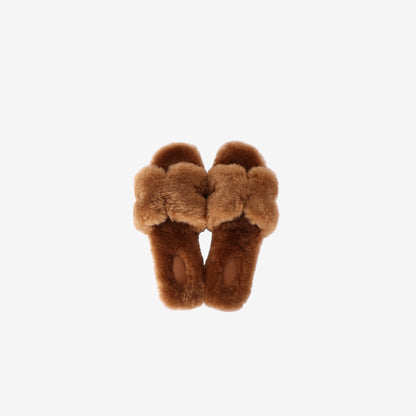 Hermès Oran Sandals in Naturel Shearling (Size 38.5)