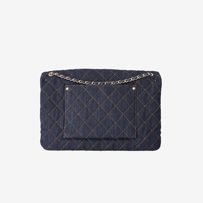 Chanel 26P Maxi Classic Flap Bag in Dark Blue Denim with Aged Gold Hardware (Contact to Enquire)