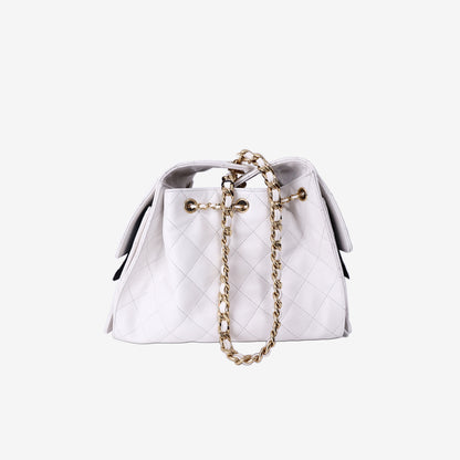 Chanel 25 Small Handbag in White Caviar Leather with Gold Hardware