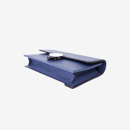 Gucci Interlocking G Wallet on Chain in Blue Calfskin Leather with Gold Hardware