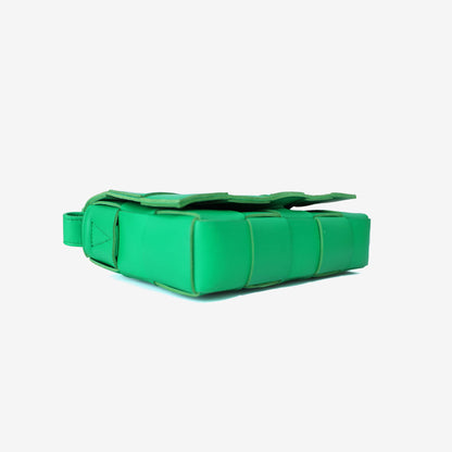 Bottega Veneta Cassette Bag in Green Leather with Silver Hardware bottom side view