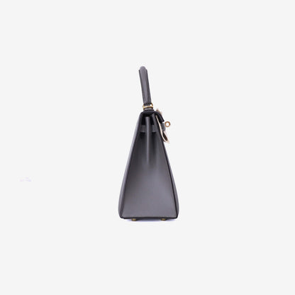 Hermès Kelly 25 in Gris Meyer Epsom Leather with Gold Hardware side view