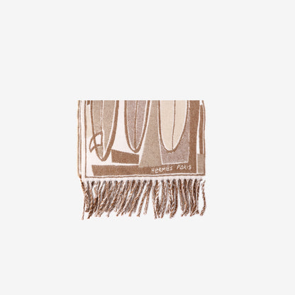 Hermès Sea Surf and Fun Scarf in Beige/Camel Cashmere