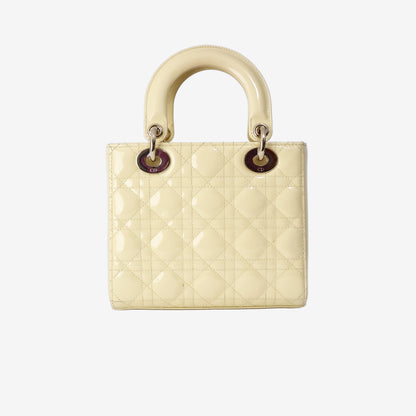 Dior Small Lady Dior Bag in Yellow Patent Leather with Gold Hardware