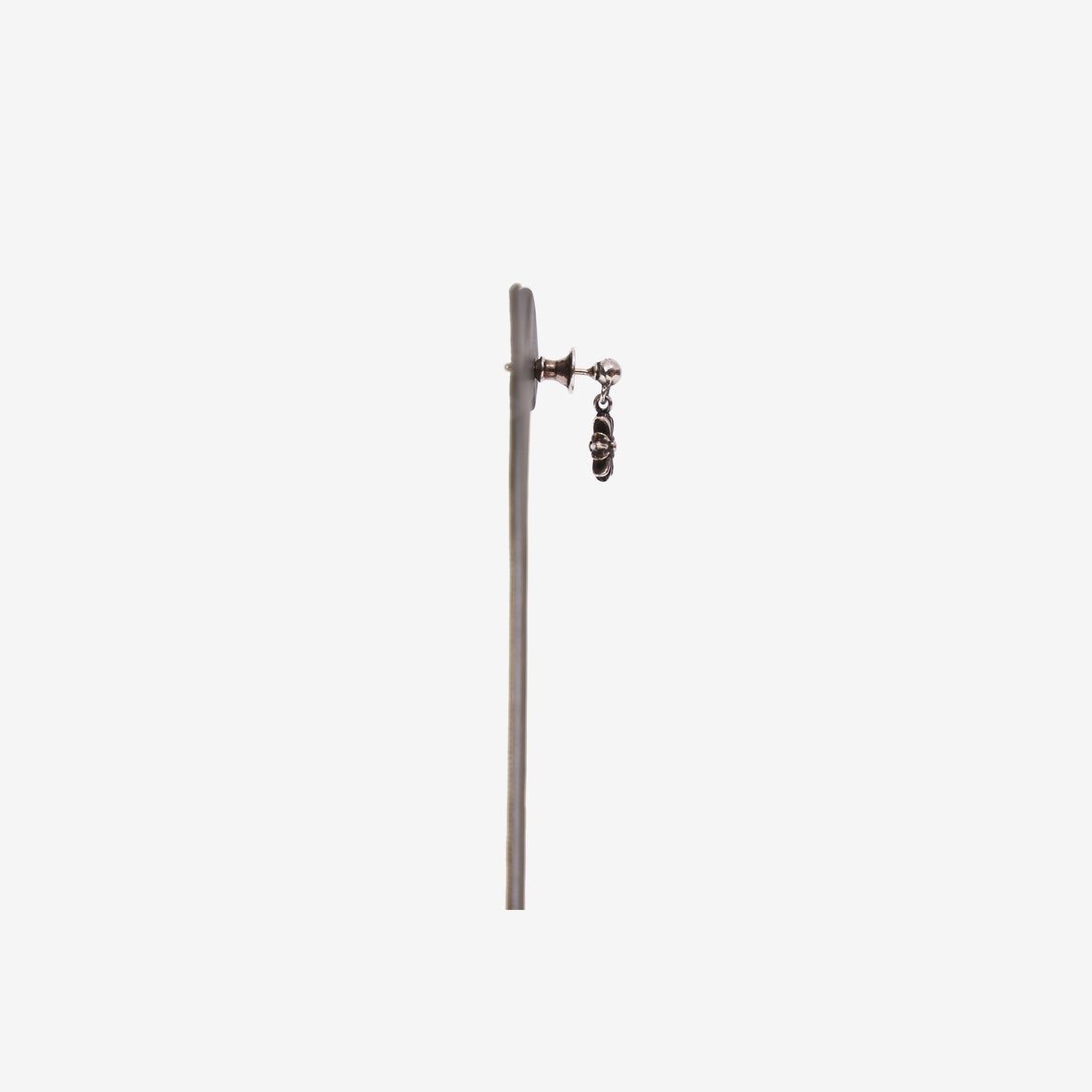 Chrome Hearts Tiny CH Plus Hanging Cross Drop Earring in Sterling Silver side view