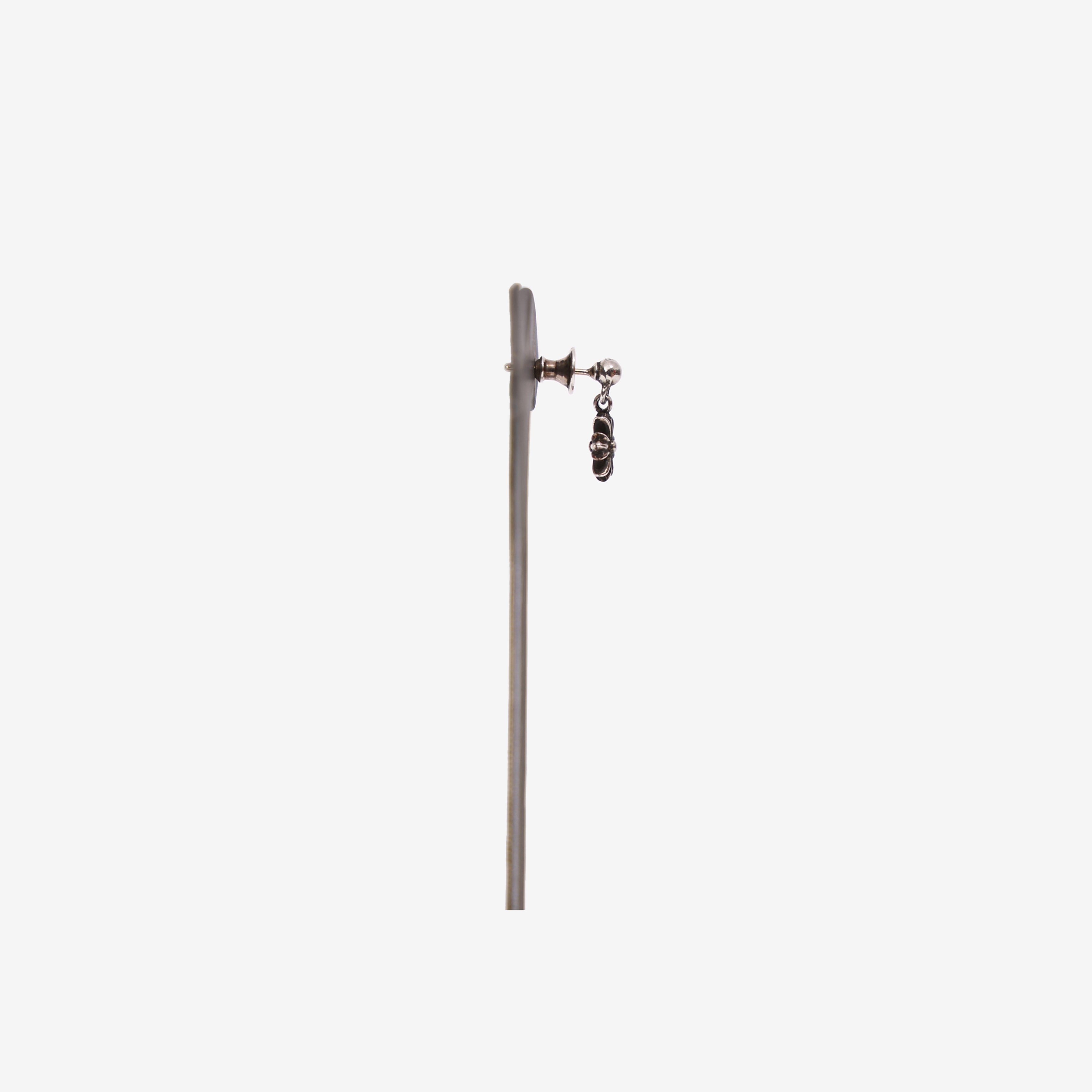 Chrome Hearts Tiny CH Plus Hanging Cross Drop Earring in Sterling Silver side view