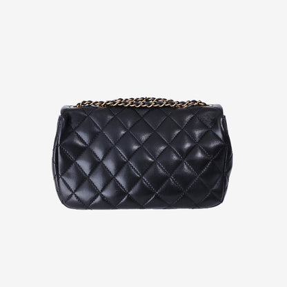 Chanel Mini Rectangular Classic Flap Chain Bag in Black Quilted Lambskin Leather with Gold Hardware