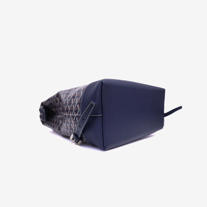 Goyard Cisalpin Backpack in Navy Goyardine Canvas with Palladium Hardware bottom side view